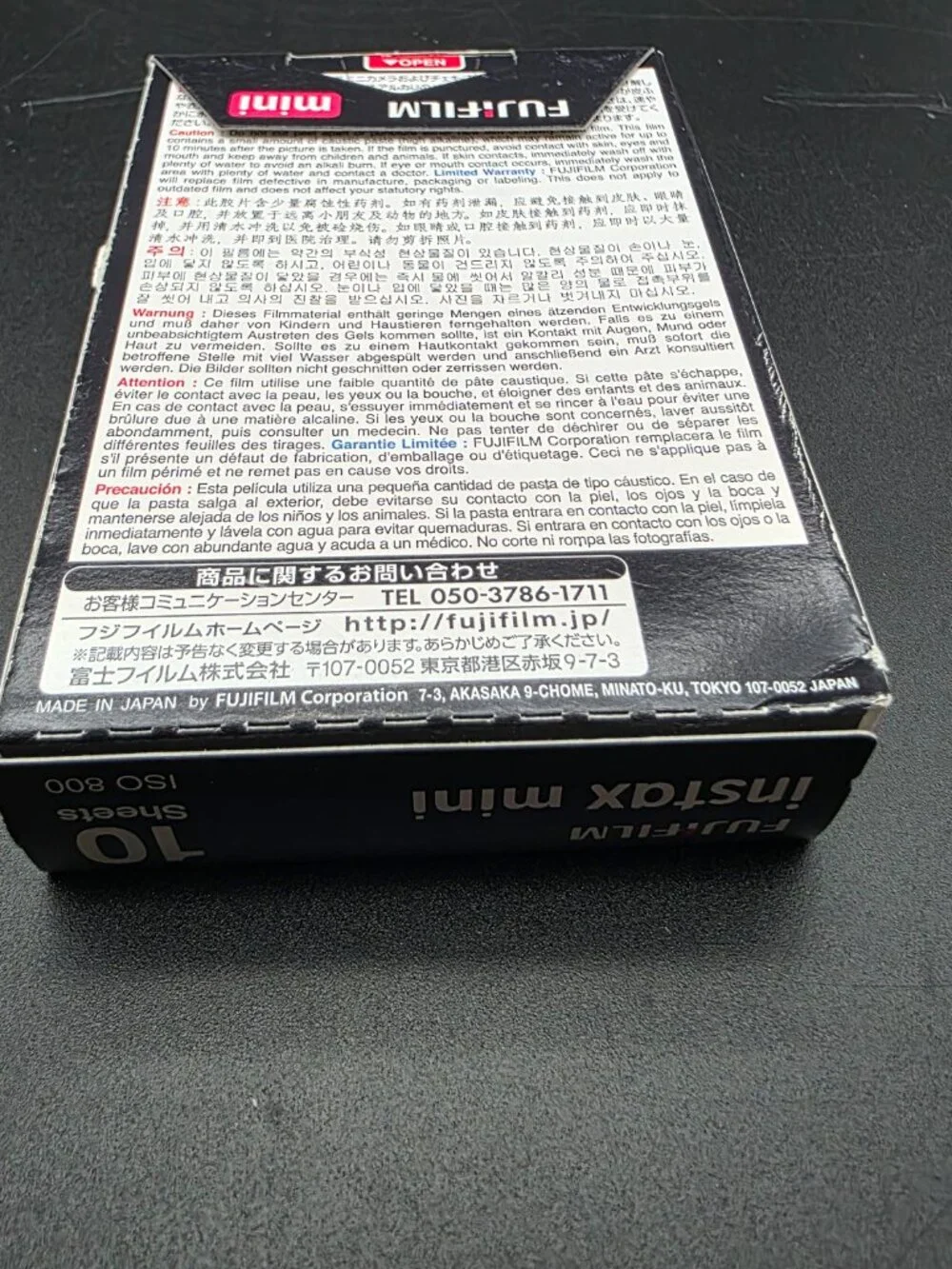 FujiFilm Instax Mini Black 10 Sheets Exp 10-2018 NEW